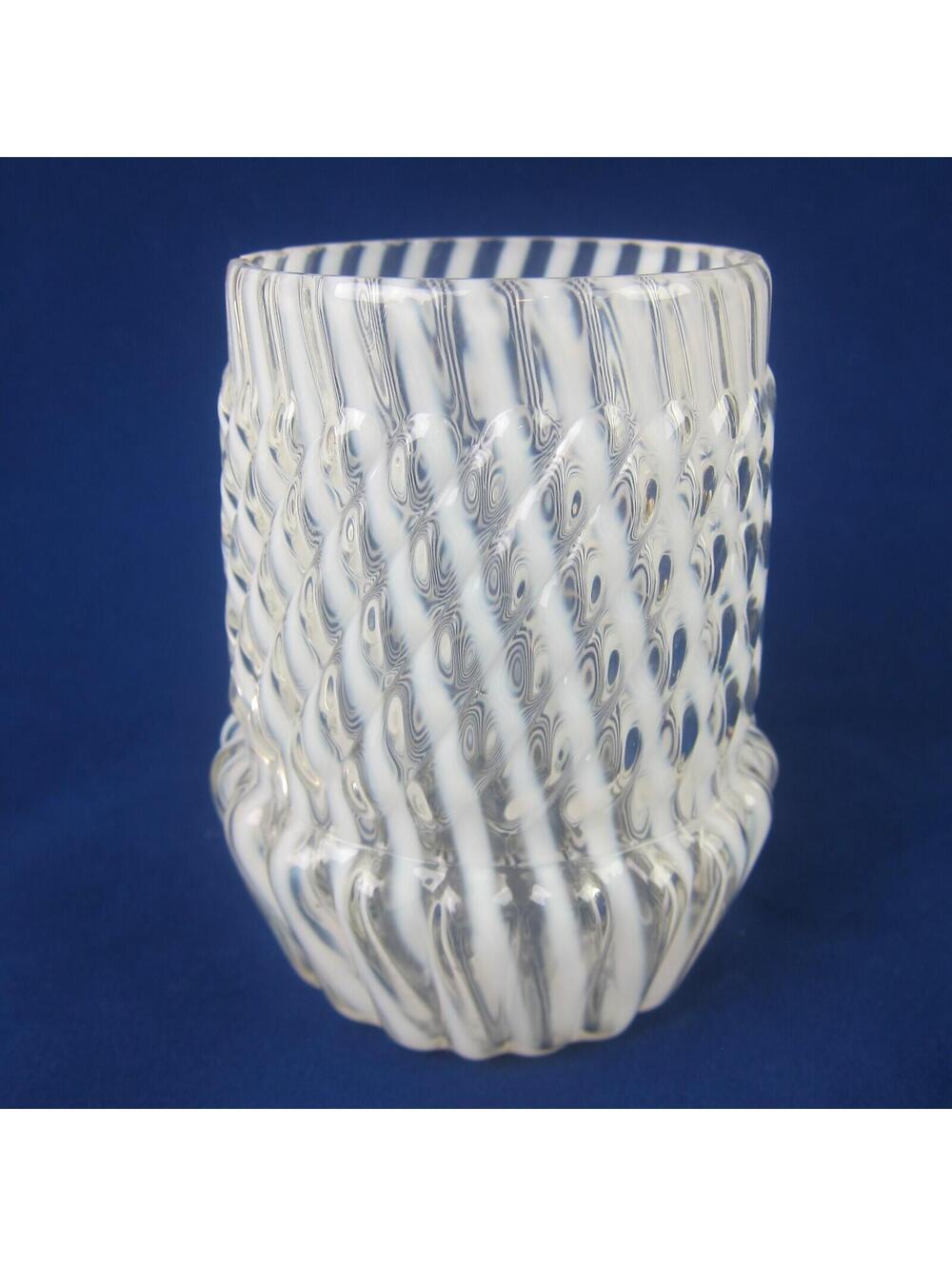 Antique Northwood Chrysanthemum Swirl Opalescent White Glass Celery Vase RARE
